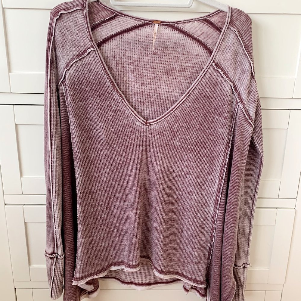 Free People Purple Waffle Knit Thermal Tunic - XS